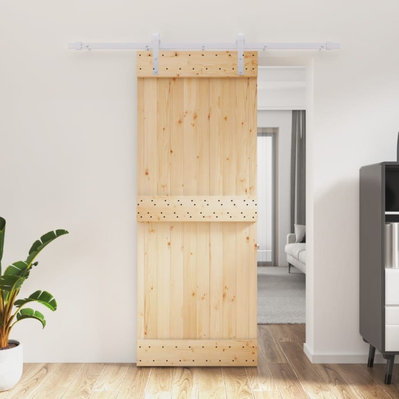 vidaXL Puerta corredera con herrajes madera maciza de pino 80x210 cm vidaXL Puerta corredera con herrajes madera maciza de pino 80x210 cm