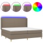 vidaXL Cama box spring colchón y luces LED tela gris taupe 200x200 cm vidaXL Cama box spring colchón y luces LED tela gris taupe 200x200 cm