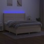 vidaXL Cama box spring colchón y luces LED tela crema 180x200 cm vidaXL Cama box spring colchón y luces LED tela crema 180x200 cm