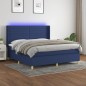 vidaXL Cama box spring colchón y luces LED tela azul 160x200 cm vidaXL Cama box spring colchón y luces LED tela azul 160x200 cm