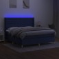vidaXL Cama box spring colchón y luces LED tela azul 160x200 cm vidaXL Cama box spring colchón y luces LED tela azul 160x200 cm