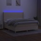 vidaXL Cama box spring colchón y luces LED tela crema 180x200 cm vidaXL Cama box spring colchón y luces LED tela crema 180x200 cm