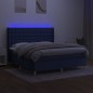 vidaXL Cama box spring colchón y luces LED tela azul 180x200 cm vidaXL Cama box spring colchón y luces LED tela azul 180x200 cm