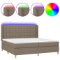 vidaXL Cama box spring colchón y luces LED tela gris taupe 200x200 cm vidaXL Cama box spring colchón y luces LED tela gris taupe 200x200 cm