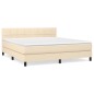 vidaXL Cama box spring con colchón tela color crema 180x200 cm