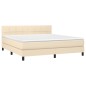 vidaXL Cama box spring con colchón tela color crema 180x200 cm