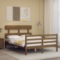 vidaXL Estructura de cama matrimonio con cabecero madera marrón miel vidaXL Estructura de cama matrimonio con cabecero madera marrón miel