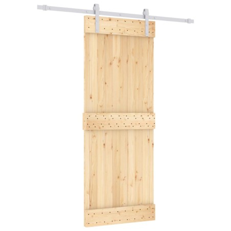 vidaXL Puerta corredera con herrajes madera maciza de pino 80x210 cm