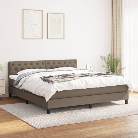 vidaXL Cama box spring con colchón tela gris taupe 160x200 cm