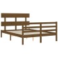 vidaXL Estructura de cama matrimonio con cabecero madera marrón miel vidaXL Estructura de cama matrimonio con cabecero madera marrón miel