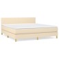 vidaXL Cama box spring con colchón tela color crema 180x200 cm