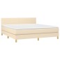 vidaXL Cama box spring con colchón tela color crema 180x200 cm