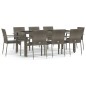 vidaXL Set comedor jardín 9 pzas y cojines ratán sintético gris vidaXL Set comedor jardín 9 pzas y cojines ratán sintético gris
