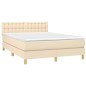 vidaXL Cama box spring con colchón tela color crema 140x190 cm vidaXL Cama box spring con colchón tela color crema 140x190 cm