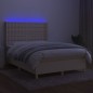 vidaXL Cama box spring colchón y luces LED tela crema 140x190 cm vidaXL Cama box spring colchón y luces LED tela crema 140x190 cm