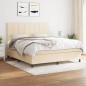 vidaXL Cama box spring con colchón tela color crema 160x200 cm