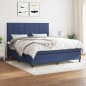 vidaXL Cama box spring con colchón tela azul 180x200 cm