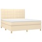 vidaXL Cama box spring con colchón tela color crema 180x200 cm vidaXL Cama box spring con colchón tela color crema 180x200 cm
