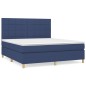 vidaXL Cama box spring con colchón tela azul 160x200 cm vidaXL Cama box spring con colchón tela azul 160x200 cm