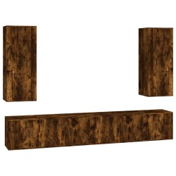 vidaXL Set de muebles de TV 6 pzas madera contrachapada roble ahumado