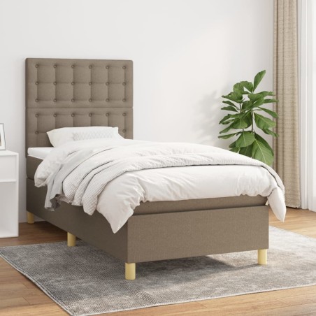 vidaXL Cama box spring con colchón tela gris taupe 100x200 cm