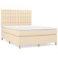 vidaXL Cama box spring con colchón tela color crema 140x190 cm vidaXL Cama box spring con colchón tela color crema 140x190 cm