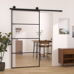 vidaXL Puerta corredera set herrajes vidrio ESG aluminio 102,5x205 cm