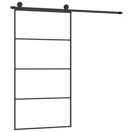vidaXL Puerta corredera set herrajes vidrio ESG aluminio 102,5x205 cm