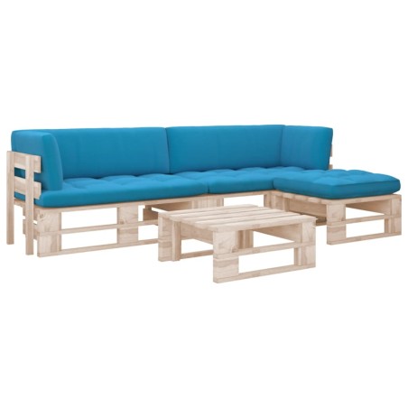 vidaXL Muebles de palets 4 pzas y cojines madera pino impregnada