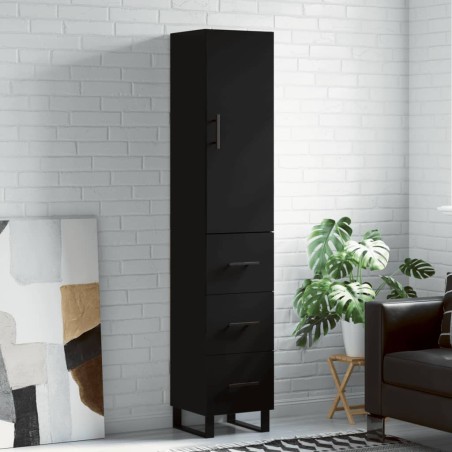vidaXL Aparador de madera contrachapada negro 34,5x34x180 cm