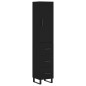 vidaXL Aparador de madera contrachapada negro 34,5x34x180 cm