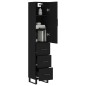 vidaXL Aparador de madera contrachapada negro 34,5x34x180 cm