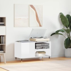 vidaXL Mueble de discos madera de ingeniería blanco brillo 85x38x48 cm