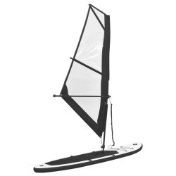 vidaXL Tabla de paddle surf inflable con vela negro y blanco
