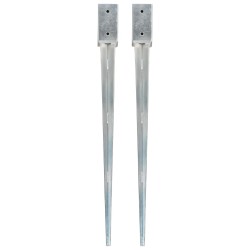 vidaXL Picas de tierra 2 uds acero galvanizado plateado 7x7x90 cm