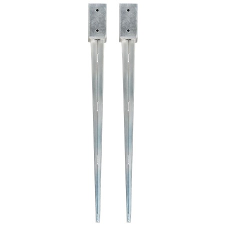 vidaXL Picas de tierra 2 uds acero galvanizado plateado 7x7x90 cm