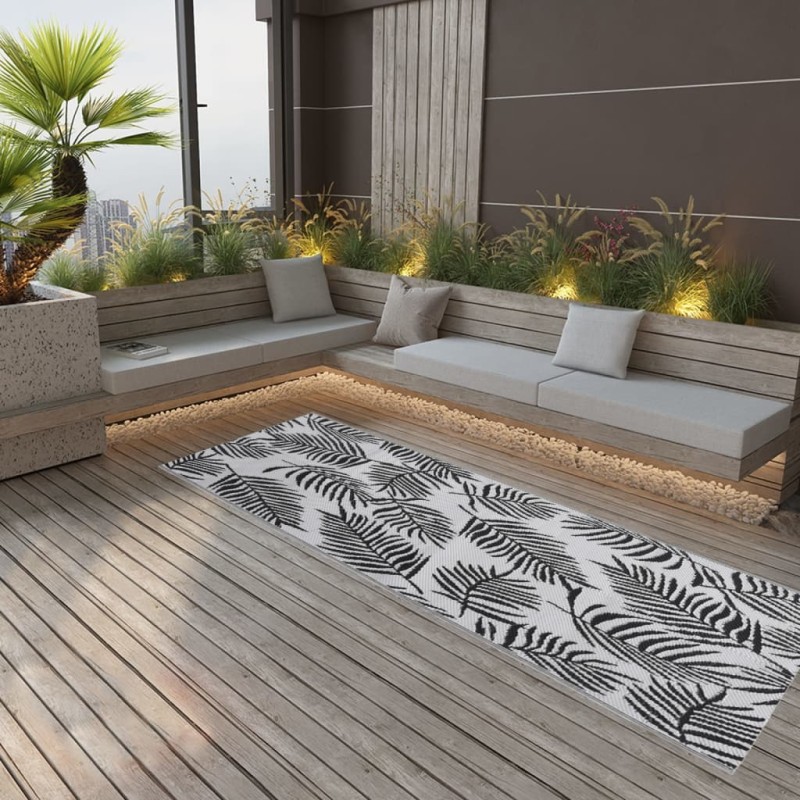 vidaXL Alfombra de exterior PP negra 80x250 cm