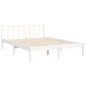 vidaXL Estructura cama de matrimonio con cabecero madera maciza blanco vidaXL Estructura cama de matrimonio con cabecero madera maciza blanco