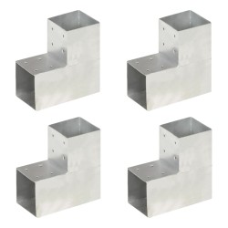 vidaXL Conectores de postes en L 4 uds metal galvanizado 101x101 mm