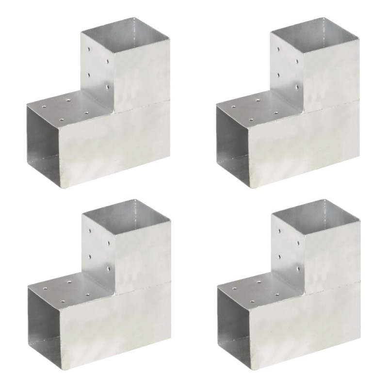 vidaXL Conectores de postes en L 4 uds metal galvanizado 101x101 mm vidaXL Conectores de postes en L 4 uds metal galvanizado 101x101 mm