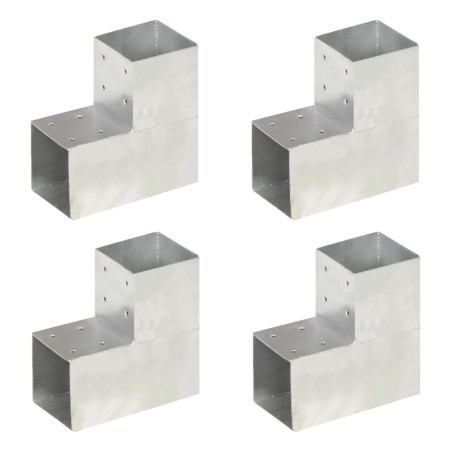 vidaXL Conectores de postes en L 4 uds metal galvanizado 101x101 mm