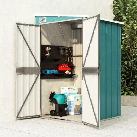 vidaXL Cobertizo de jardín pared acero galvanizado verde 118x100x178cm