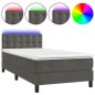 vidaXL Cama box spring colchón y LED terciopelo gris oscuro 100x200 cm vidaXL Cama box spring colchón y LED terciopelo gris oscuro 100x200 cm