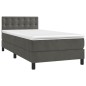 vidaXL Cama box spring colchón y LED terciopelo gris oscuro 100x200 cm vidaXL Cama box spring colchón y LED terciopelo gris oscuro 100x200 cm
