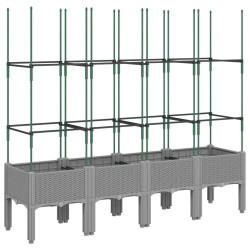 vidaXL Jardinera con enrejado PP gris claro 160x40x142,5 cm