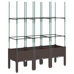 vidaXL Jardinera con enrejado PP marrón 120x40x142,5 cm