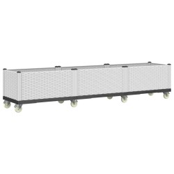 vidaXL Jardinera con ruedas PP blanco 240x50x54 cm