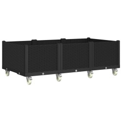vidaXL Jardinera con ruedas PP negro 150x80x54 cm