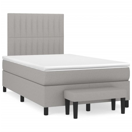 vidaXL Cama box spring con colchón tela gris claro 120x190 cm