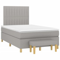 vidaXL Cama box spring con colchón tela gris claro 120x190 cm